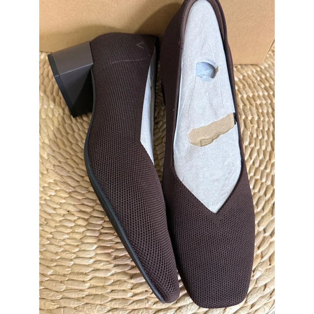 VIVAIA Megan Dark Chocolate‎ Comfort Block Heel Pumps Square Toe US 9-9.5